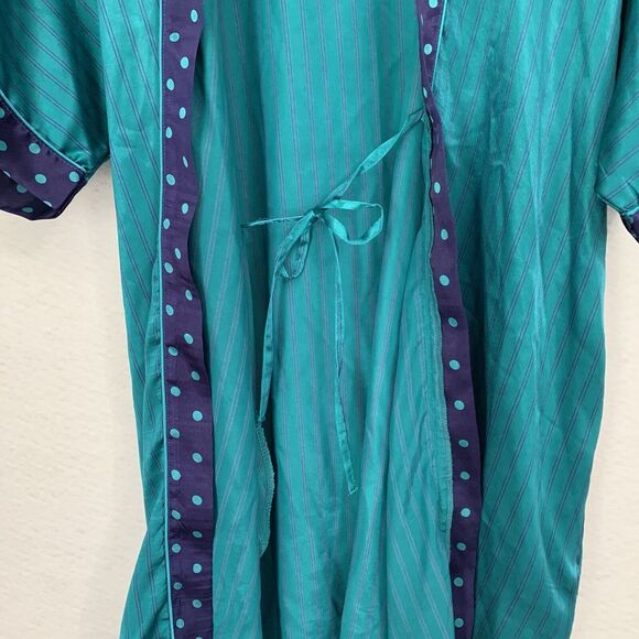 Kathryn Robe Women S Turquoise Purple Stipe Polka Dot Kimono Loungewear Fairy - Picture 8 of 11